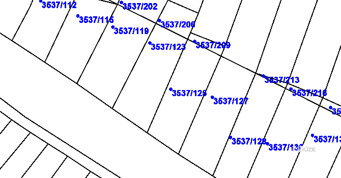 Parcela st. 3537/125 v KÚ Horní Bojanovice, Katastrální mapa