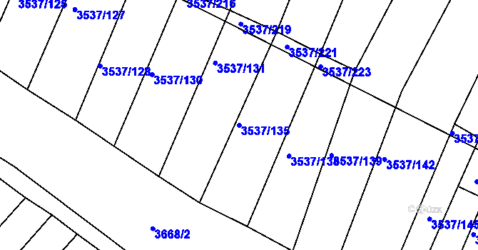 Parcela st. 3537/135 v KÚ Horní Bojanovice, Katastrální mapa