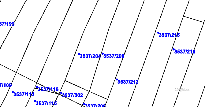 Parcela st. 3537/208 v KÚ Horní Bojanovice, Katastrální mapa