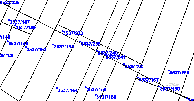 Parcela st. 3537/240 v KÚ Horní Bojanovice, Katastrální mapa