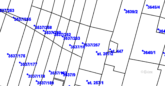 Parcela st. 3537/267 v KÚ Horní Bojanovice, Katastrální mapa