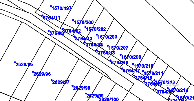 Parcela st. 3764/15 v KÚ Horní Bojanovice, Katastrální mapa