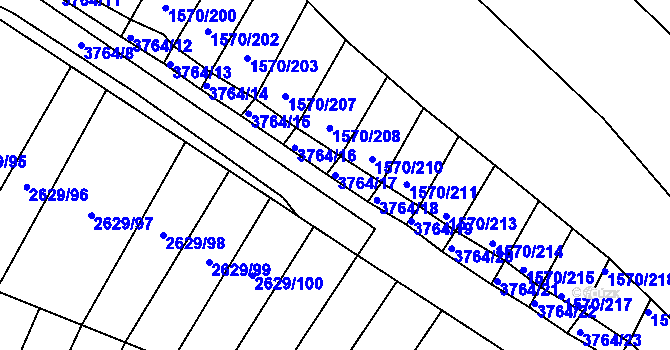 Parcela st. 3764/17 v KÚ Horní Bojanovice, Katastrální mapa