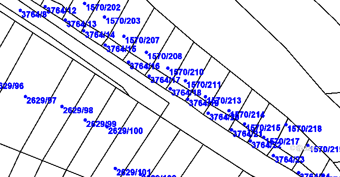 Parcela st. 3764/18 v KÚ Horní Bojanovice, Katastrální mapa
