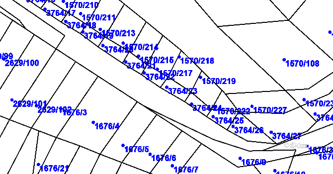 Parcela st. 3764/23 v KÚ Horní Bojanovice, Katastrální mapa