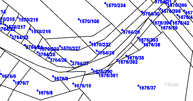 Parcela st. 3764/28 v KÚ Horní Bojanovice, Katastrální mapa