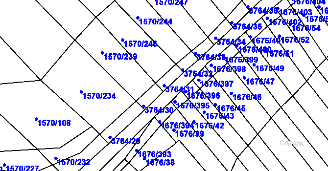 Parcela st. 3764/31 v KÚ Horní Bojanovice, Katastrální mapa