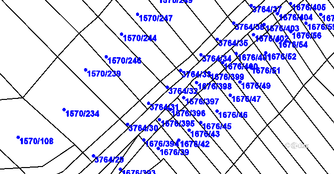 Parcela st. 3764/32 v KÚ Horní Bojanovice, Katastrální mapa