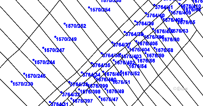 Parcela st. 3764/36 v KÚ Horní Bojanovice, Katastrální mapa