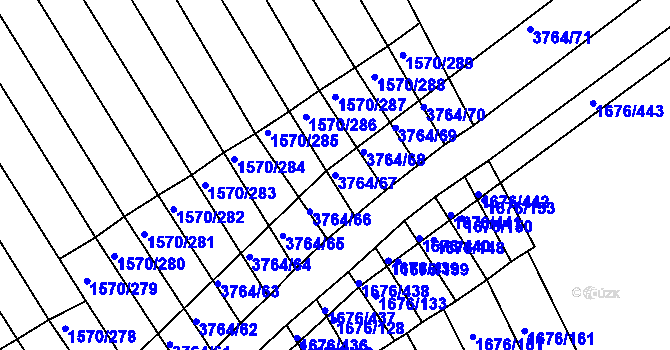 Parcela st. 3764/67 v KÚ Horní Bojanovice, Katastrální mapa