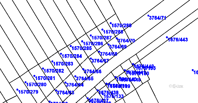 Parcela st. 3764/68 v KÚ Horní Bojanovice, Katastrální mapa