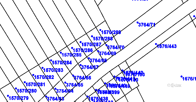 Parcela st. 3764/69 v KÚ Horní Bojanovice, Katastrální mapa