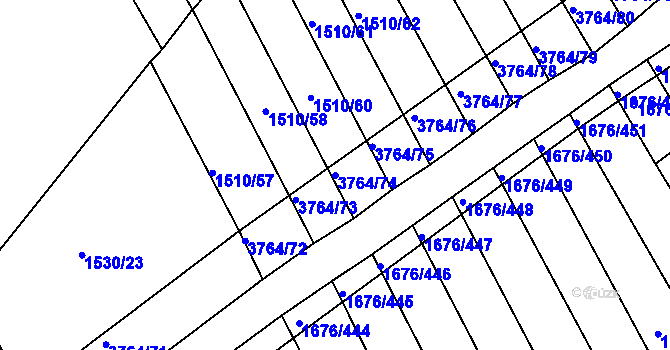 Parcela st. 3764/74 v KÚ Horní Bojanovice, Katastrální mapa