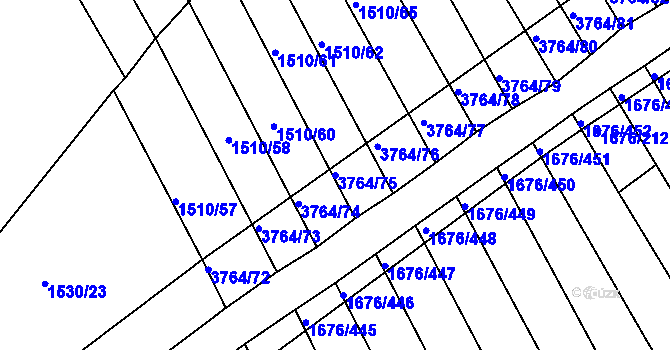 Parcela st. 3764/75 v KÚ Horní Bojanovice, Katastrální mapa