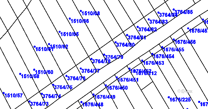 Parcela st. 3764/79 v KÚ Horní Bojanovice, Katastrální mapa