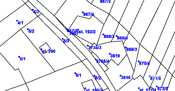 Parcela st. 3735/3 v KÚ Horní Bojanovice, Katastrální mapa