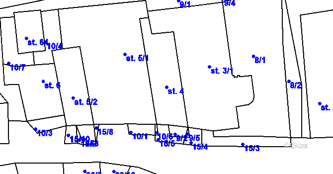 Parcela st. 4 v KÚ Horní Bolíkov, Katastrální mapa