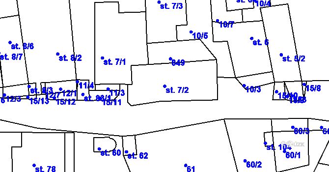 Parcela st. 7/2 v KÚ Horní Bolíkov, Katastrální mapa