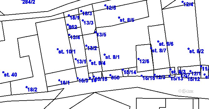 Parcela st. 8/1 v KÚ Horní Bolíkov, Katastrální mapa