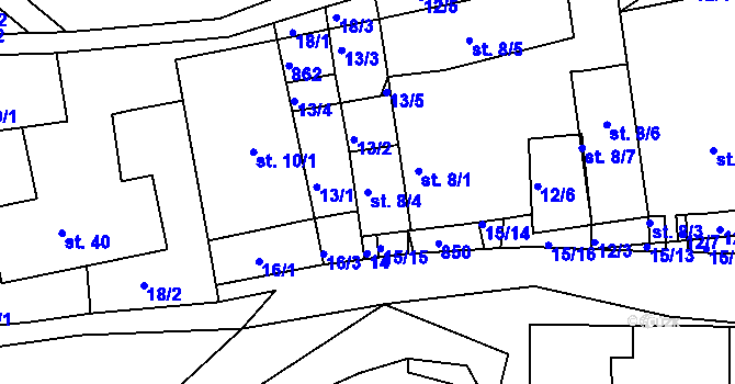 Parcela st. 8/4 v KÚ Horní Bolíkov, Katastrální mapa