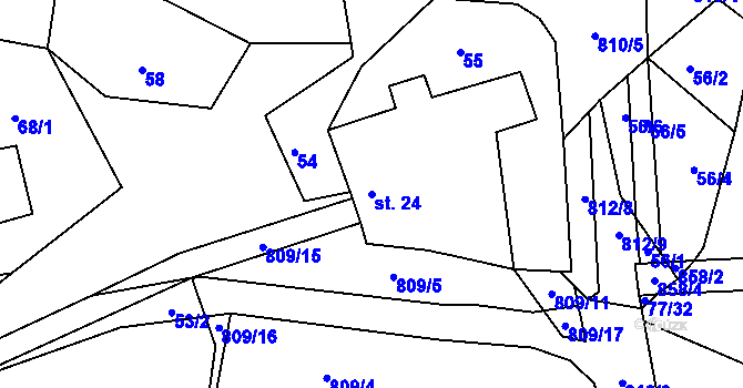 Parcela st. 24 v KÚ Horní Bolíkov, Katastrální mapa