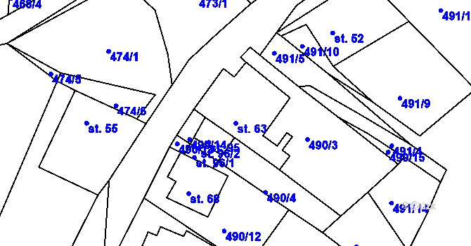 Parcela st. 63 v KÚ Horní Bolíkov, Katastrální mapa