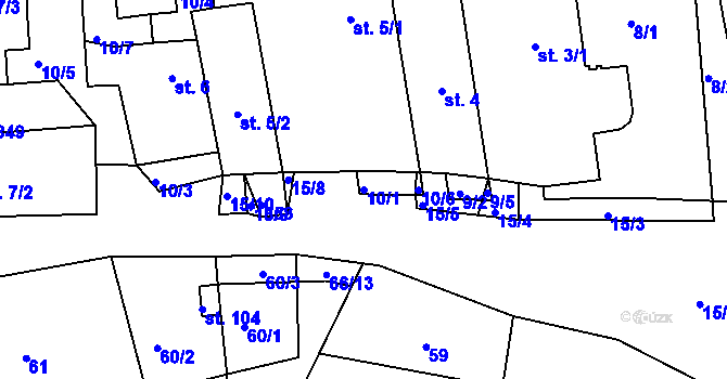 Parcela st. 10/1 v KÚ Horní Bolíkov, Katastrální mapa