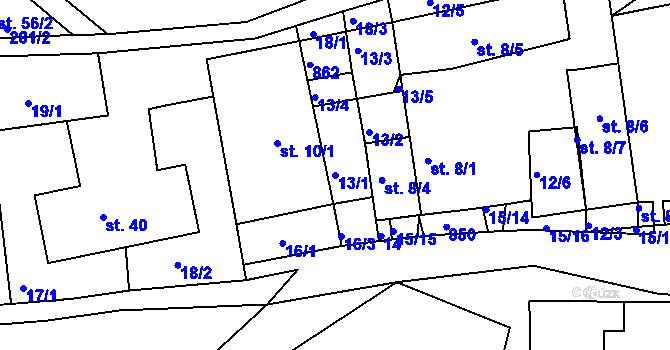 Parcela st. 13/1 v KÚ Horní Bolíkov, Katastrální mapa