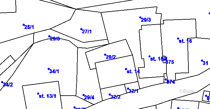 Parcela st. 29/2 v KÚ Horní Bolíkov, Katastrální mapa