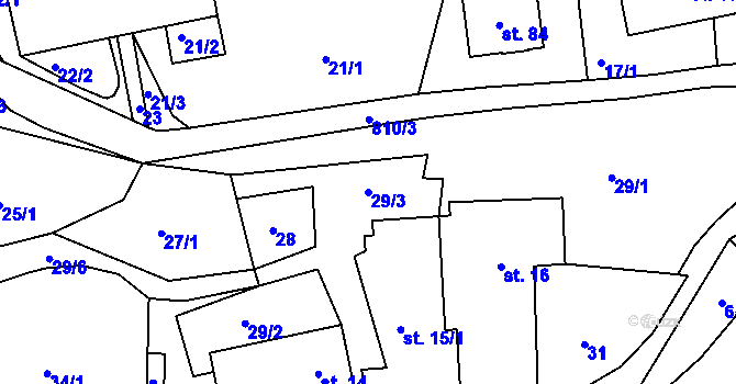 Parcela st. 29/3 v KÚ Horní Bolíkov, Katastrální mapa