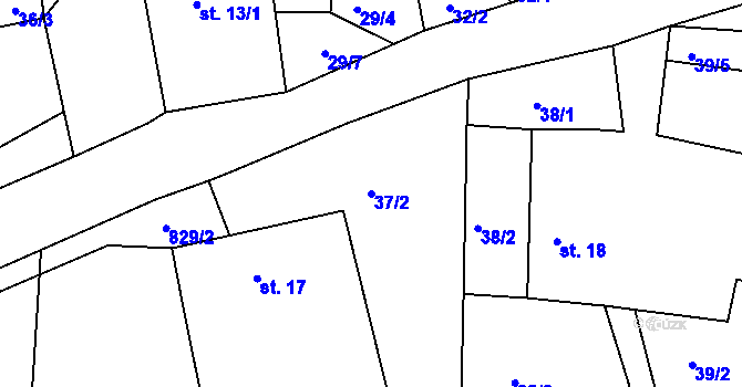 Parcela st. 37/2 v KÚ Horní Bolíkov, Katastrální mapa