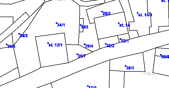 Parcela st. 29/4 v KÚ Horní Bolíkov, Katastrální mapa