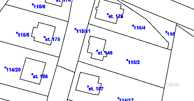 Parcela st. 149 v KÚ Horní Bory, Katastrální mapa