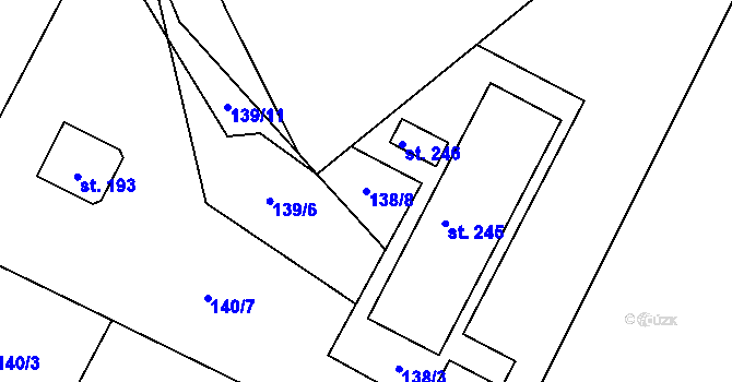 Parcela st. 138/8 v KÚ Horní Bory, Katastrální mapa