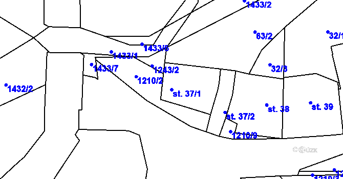 Parcela st. 37/1 v KÚ Horní Bory, Katastrální mapa