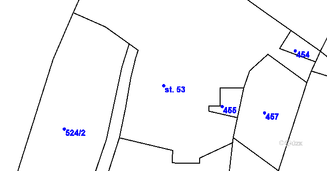 Parcela st. 53 v KÚ Horní Bousov, Katastrální mapa