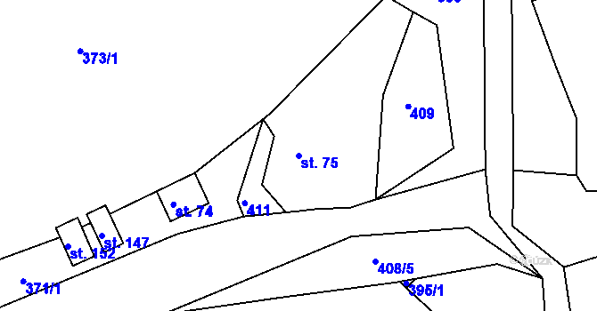 Parcela st. 75 v KÚ Horní Bousov, Katastrální mapa