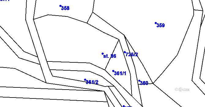 Parcela st. 86 v KÚ Horní Bousov, Katastrální mapa