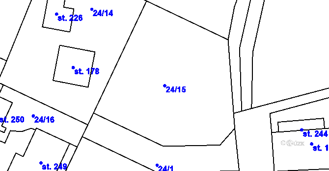Parcela st. 24/15 v KÚ Horní Bousov, Katastrální mapa