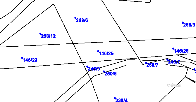 Parcela st. 146/25 v KÚ Horní Bousov, Katastrální mapa