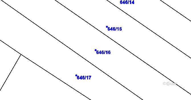 Parcela st. 646/16 v KÚ Horní Bousov, Katastrální mapa