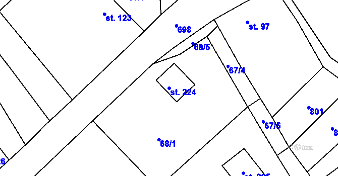 Parcela st. 224 v KÚ Horní Bousov, Katastrální mapa