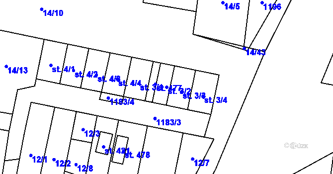 Parcela st. 3/2 v KÚ Horní Bradlo, Katastrální mapa