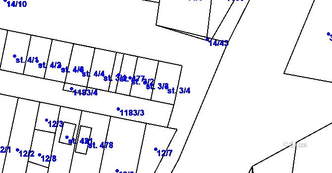 Parcela st. 3/4 v KÚ Horní Bradlo, Katastrální mapa