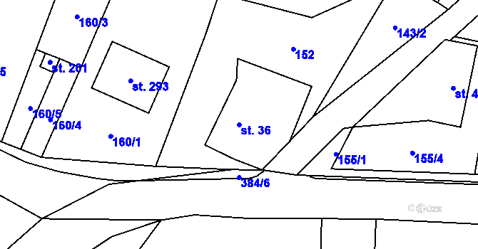 Parcela st. 36 v KÚ Horní Bradlo, Katastrální mapa