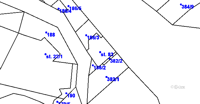 Parcela st. 83 v KÚ Horní Bradlo, Katastrální mapa