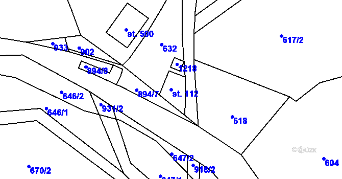 Parcela st. 112 v KÚ Horní Bradlo, Katastrální mapa