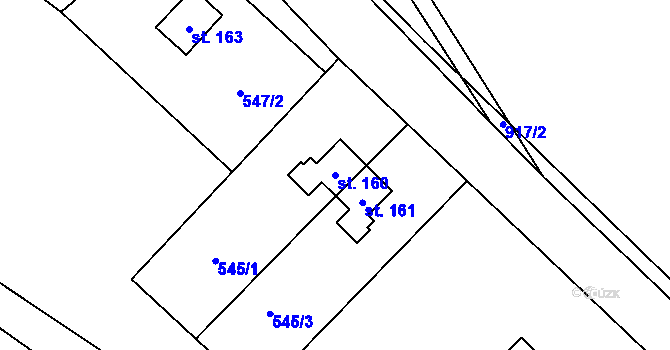 Parcela st. 160 v KÚ Horní Bradlo, Katastrální mapa