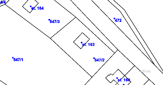 Parcela st. 163 v KÚ Horní Bradlo, Katastrální mapa