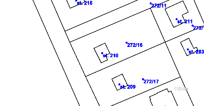 Parcela st. 210 v KÚ Horní Bradlo, Katastrální mapa